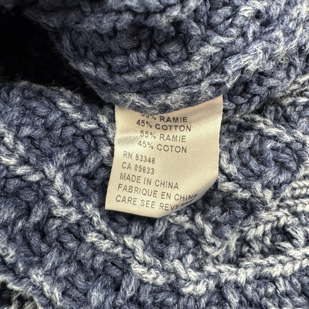 Womens Fisherman Knit Zip Front Sweater Blue Textured Coastal Cardigan Layering - Picture 10 of 13